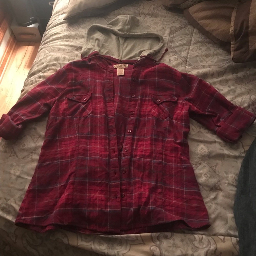 Hooded button up sweater